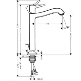 Высокий смеситель для раковины 31303000 Hansgrohe Metropol Classic (хром)