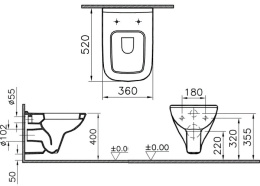 Инсталляция Tece с унитазом Vitra S20 5507B003-0101, сиденье микролифт Vitra S20 (K400626/5507B003-0