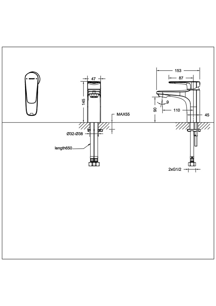 Фото Смеситель для умывальника Bravat Source (F1173218BW-ENG)