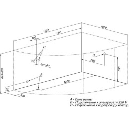Акриловая ванна 150x100 Aquanet (00204009), асимметричная