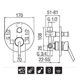 NOBILI Oz T2 OZ100/T2CS Смеситель для душа (хром/сатин)