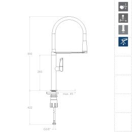 Фото Смеситель для кухни RamonSoler KITCHEN MAGNET 388801MA Хром
