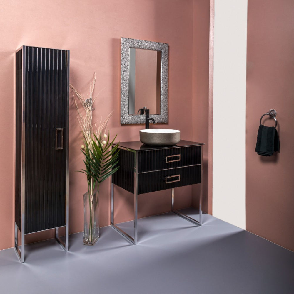 Фото Armadi Art Monaco 868-BCR-R Пенал MONACO черный глянец + хром R