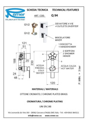 Фото Смеситель Remer для ванны встраиваемый RR Q94 4 вых.