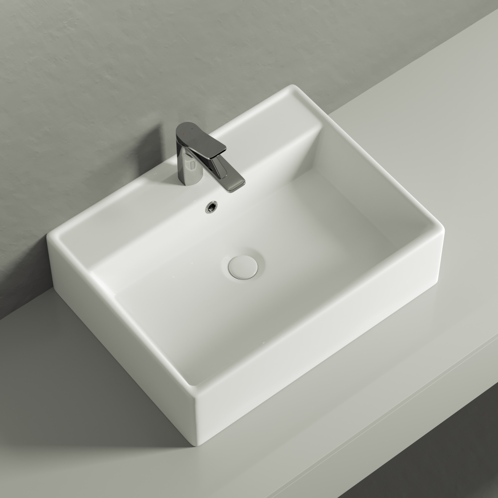 Фото Накладная раковина Ceramicanova Element CN6046 прямоугольная 59 см. с переливом