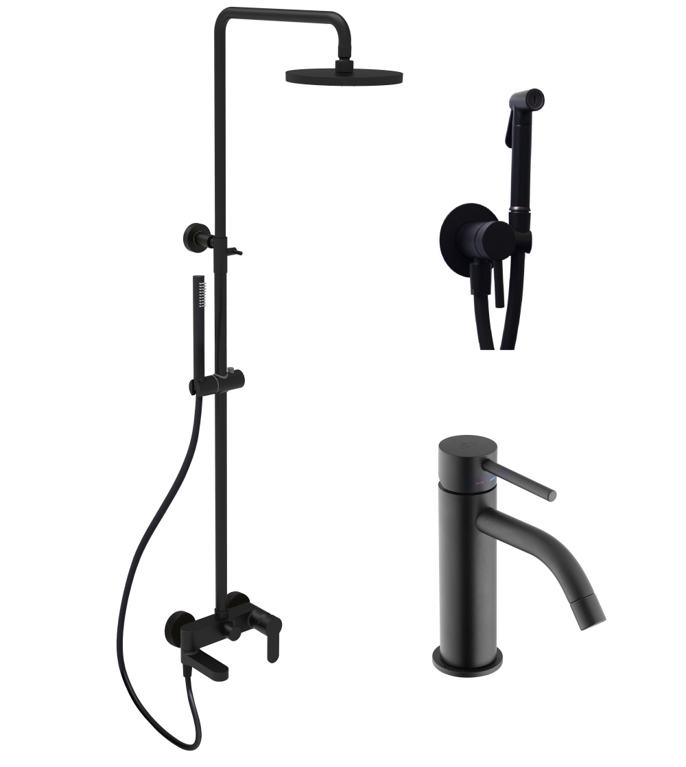 Комплект для душа Paffoni LIGHT (KITZCOL632NO71) черный матовый
