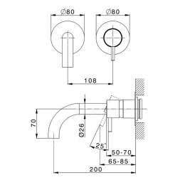 Настенный смеситель для раковины CISAL Less New LN00551D21 (хром)