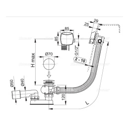 Фото Alcaplast Сифон для ванны с напуском воды через перелив металл/металл, A564KM1