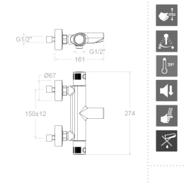 Фото Смеситель термостатический для ванны RamonSoler TERMOTECH 963901S Хром