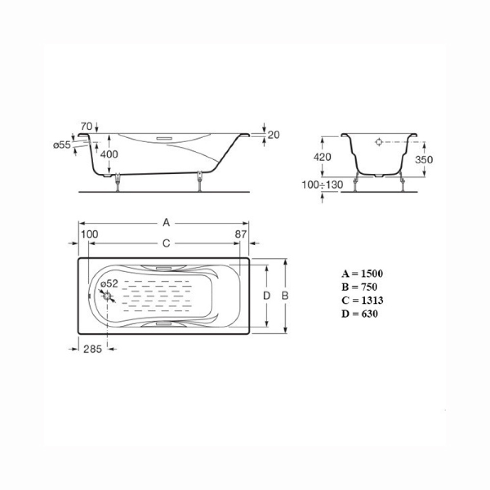 Ванна 150х75 Roca Malibu (2315G000R) белый