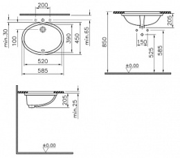 Фото Раковина встраиваемая 58,5 см Vitra Arkitekt (6069B003-0012) белый