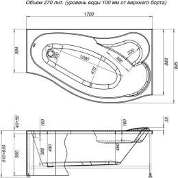 Фронтальная панель для ванны Aquanet Palma 170 R