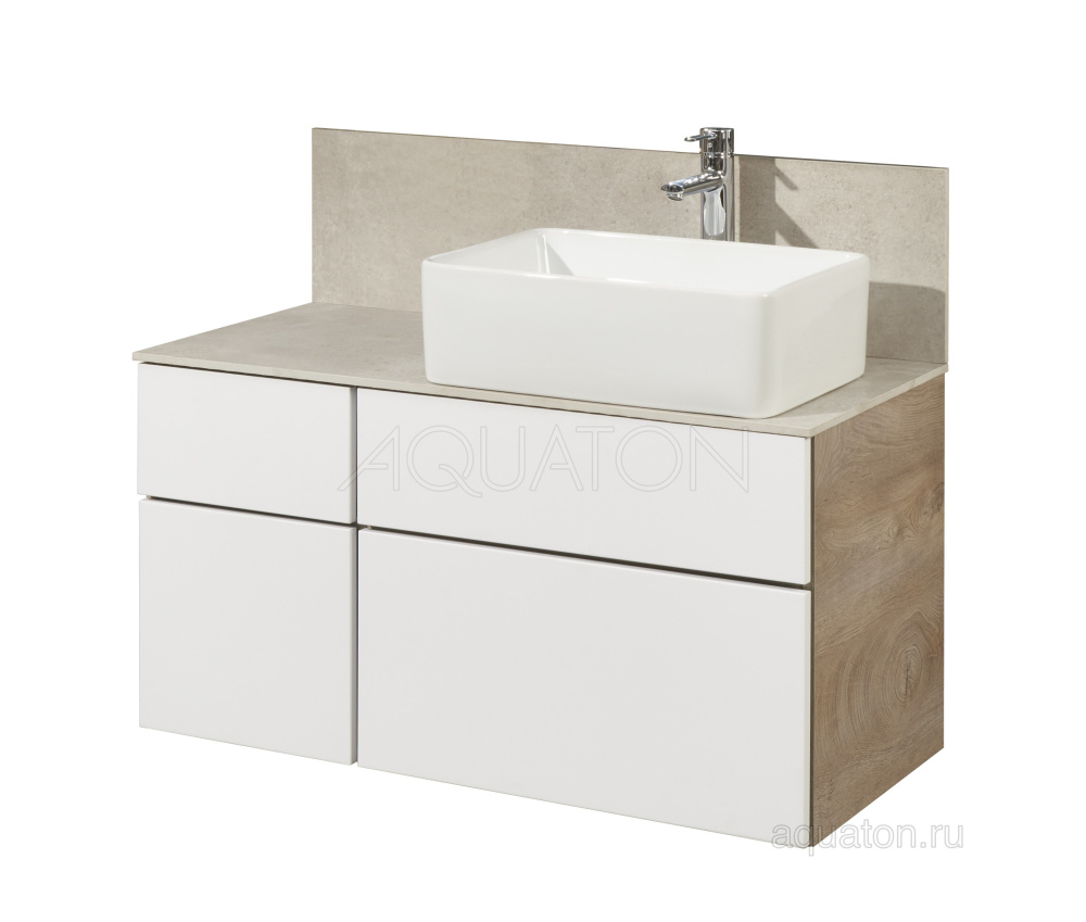 Тумба под раковину Aquaton Мишель 100 дуб эндгрейн, белый 1A244101MIX40
