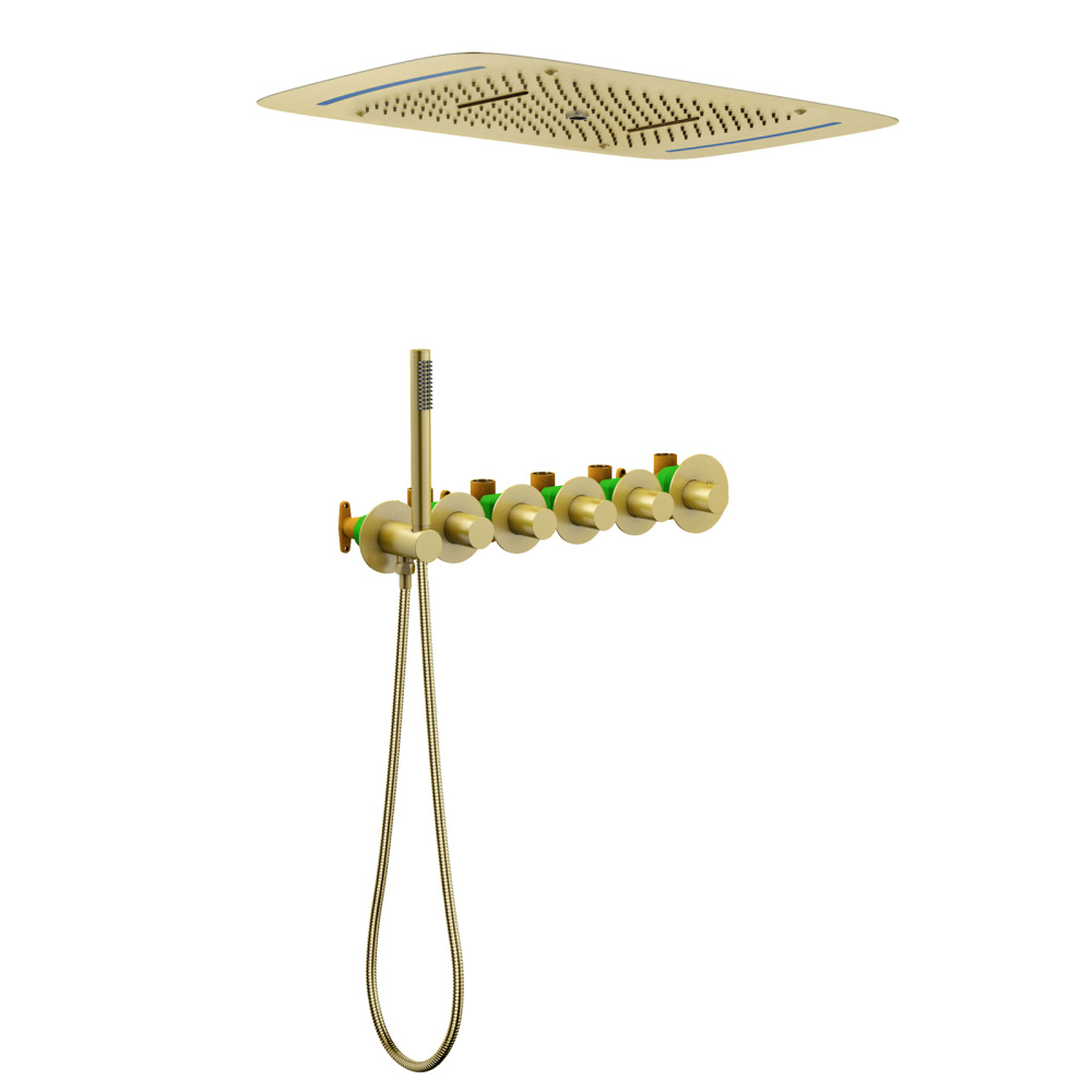 Фото Душевая система встроенная с термостатом Timo Saona SX-2319/17SM золото матовое