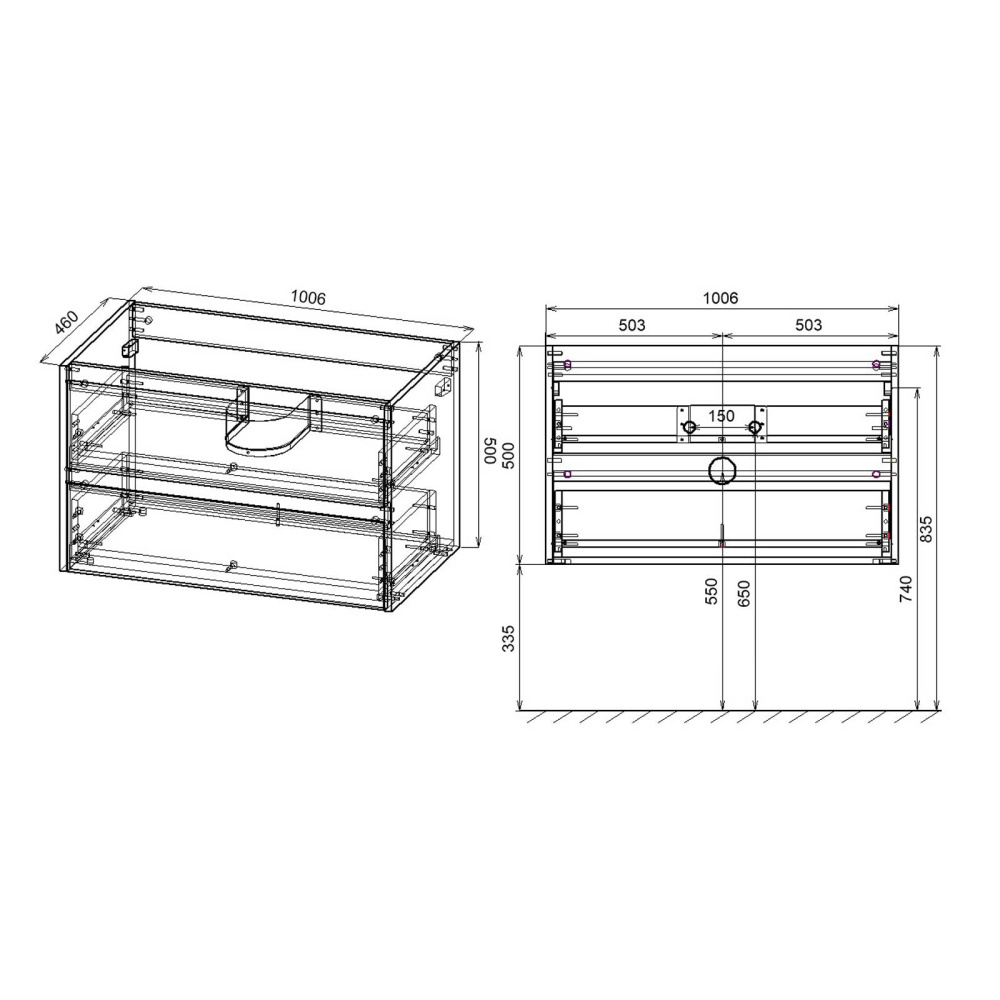 База под раковину Vincea Gio (VMC-2G100RO) R.Oak
