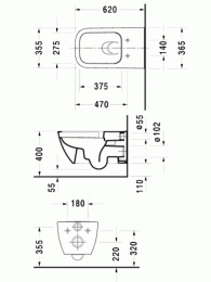 Подвесной унитаз Duravit Happy D.2 2550090000, белый