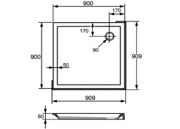 Поддон душевой Huppe Easy Step 90 x 90 см, 215021.055