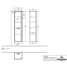 Villeroy Boch Collaro C035D0VK Шкаф пенал для ванной комнаты, петли слева (Soft Grey)