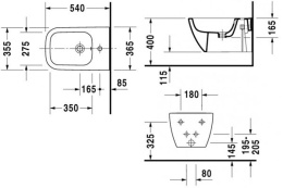 Биде подвесное Duravit Happy D.2 2258150000, белый