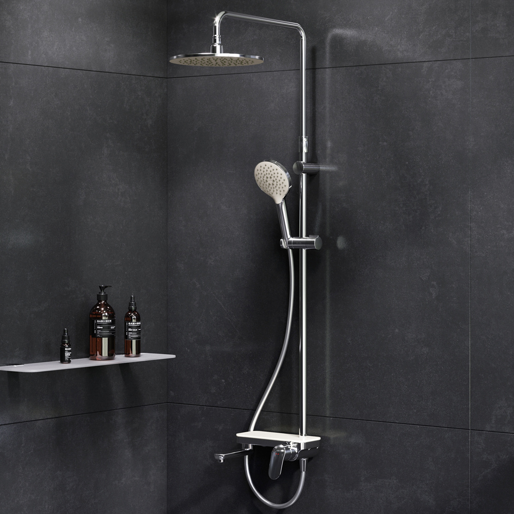 Фото Душевая система AM.PM Like F0780700 стойка с тропическим душем, смесителем, изливом, хром