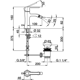 Смеситель для биде Cisal Cherie CH0005547C, золото