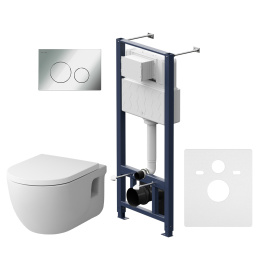 Инсталляция + унитаз + клавиша Am.Pm Like (IS49051.801701) белый, синий