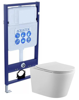 Унитаз с инсталляцией Aquatek (SET AQUATEK ВЕГА), цвет синий