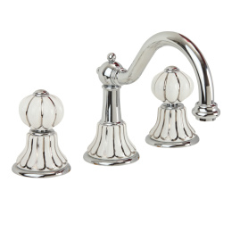 Фото Migliore Olivia 19015 Смеситель для раковины на 3 отв, "click-clack", бел.с декором платина/хром