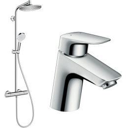 Комплект смесителя для раковины Hansgrohe Logis (71070000/27267000) хром