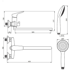Смесители для ванны с душем Смеситель для ванны и душа Damixa Jupiter (779500001) хром