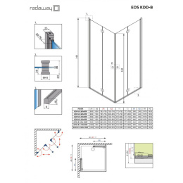 Душевой уголок Radaway Eos KDD-B 100x100 профиль Хром стекло Интимато с порогом 37323-01-12N
