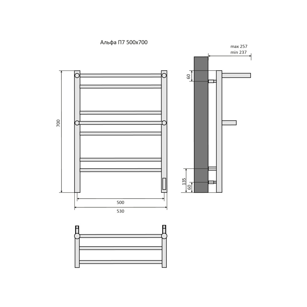 Полотенцесушитель электрический Aquatek Альфа (AQ EL RRP0770CH), цвет хром