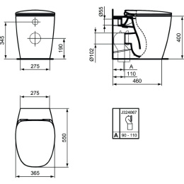 Напольный пристенный унитаз-соло Ideal Standard DEA AquaBlade® T349001