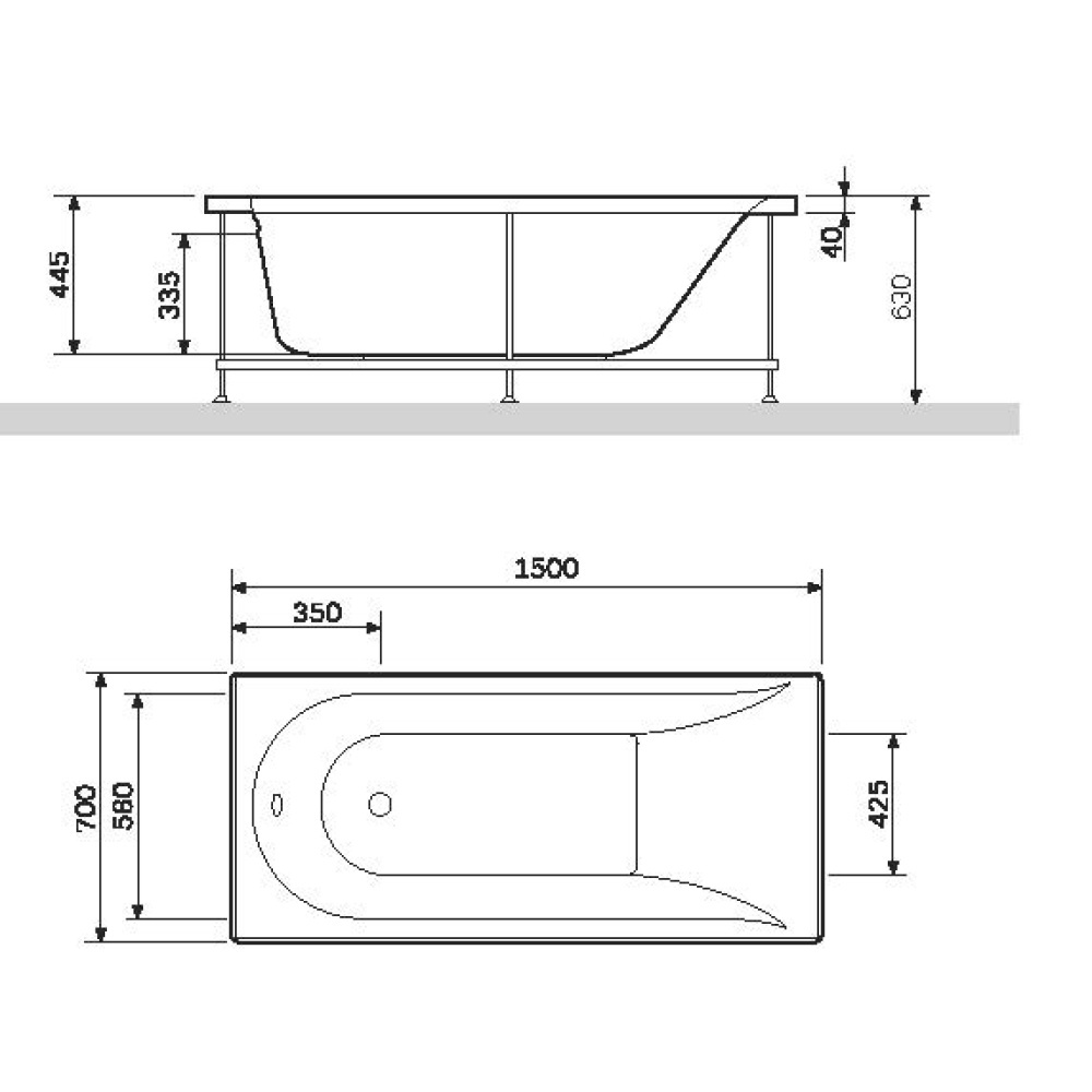 Акриловая ванна 150x70 Am.Pm (W72A-150-070W-A2), прямоугольная