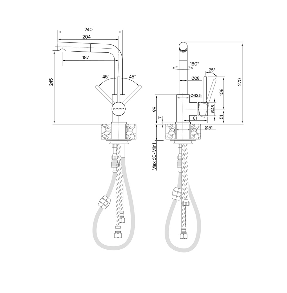Смеситель для кухни Paulmark Kassel (Ka214311-401) антрацит