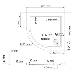 Душевой поддон WasserKRAFT Isen 80 x 80 см, 26T00