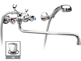 Смеситель Remer для ванны длинный нос RR 04ex YG ceramic