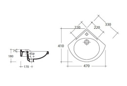 Фото Угловая раковина 47 см Galassia Lisbona (8319)