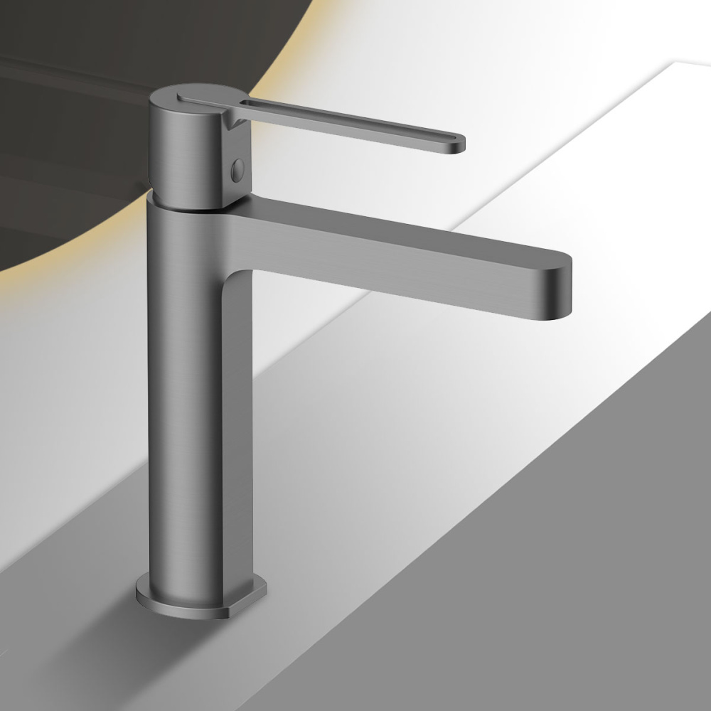 Фото Смеситель для раковины Vincea Rondo (VBF-1R1GM) вороненая сталь