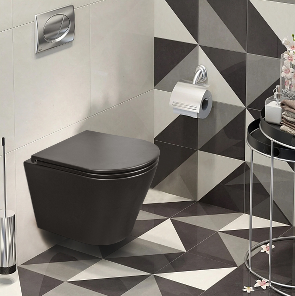 Унитаз подвесной Azario Teramo (AZ -053E-R-MB/ AZ-0053-MB) Черный матовый