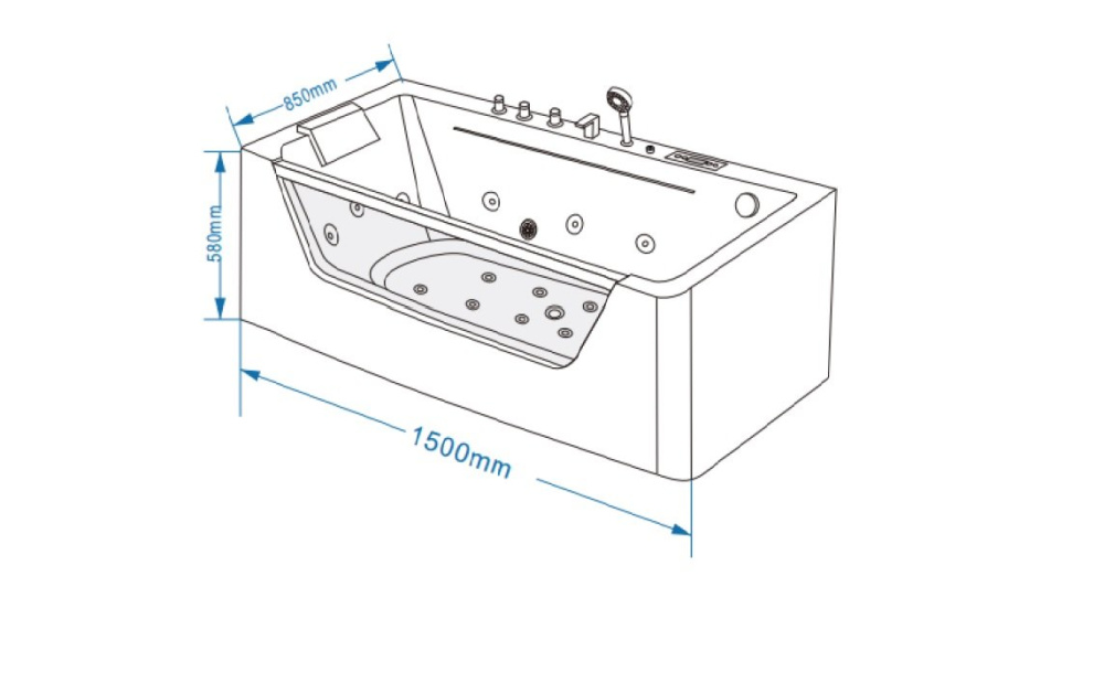 Ванна гидромассажная 150х85 Grossman (GR-15085) белый глянцевый