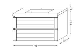 Тумба под раковину Jacob Delafon Lignum 105 см, EB1255-P01, подвесная, цвет - пепельный дуб
