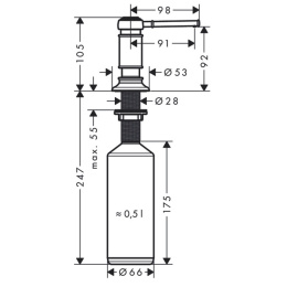 Фото Axor Montreux 42018000 Дозатор для жидкого мыла, встраиваемый, 500мл, материал: металл, цвет: хром
