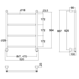 Полотенцесушитель электрический Margaroli Mini 35824704CRB 3-582 BOX (670х520 мм) хром