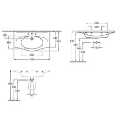 Раковина 71921001 VILLEROY&BOCH VELVET, 1000 x 545 mm