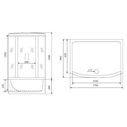 Душевая кабина 170x88x220 Timo (T-7770 NEW) С гидромассажем, акрил, Поддон ванна