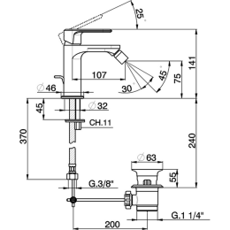 Смеситель для биде Cisal LineaViva LV00055021, хром