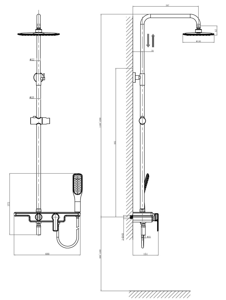 Душевая система D&K Berlin.Humboldt (DA1453712B13) зеленый