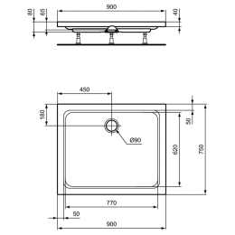 Душевой поддон 90X75X7 см Ideal Standard HOTLINE K277201