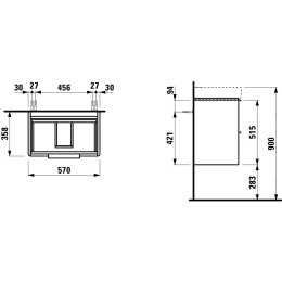 Тумба под раковину Laufen Base 4022121102611, 57 см, 2 ящика